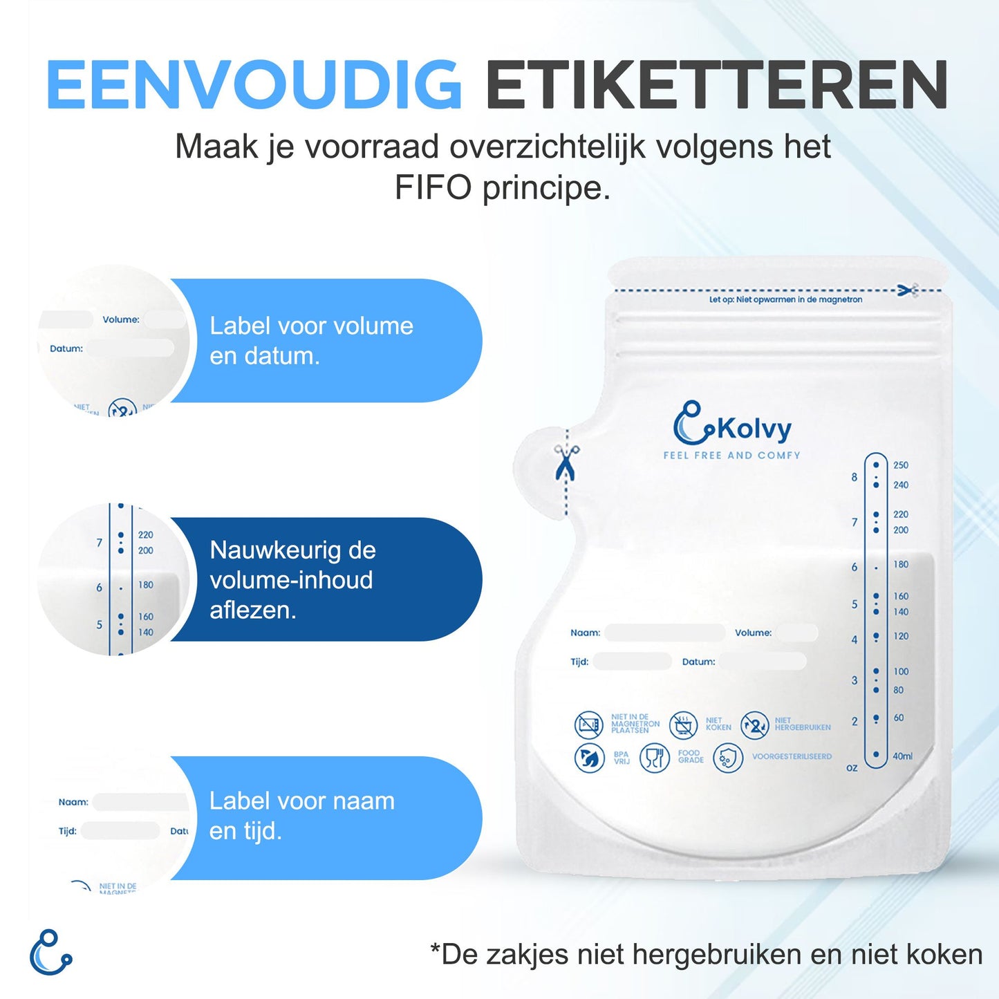 Moedermelkbewaarzakjes Kolvy