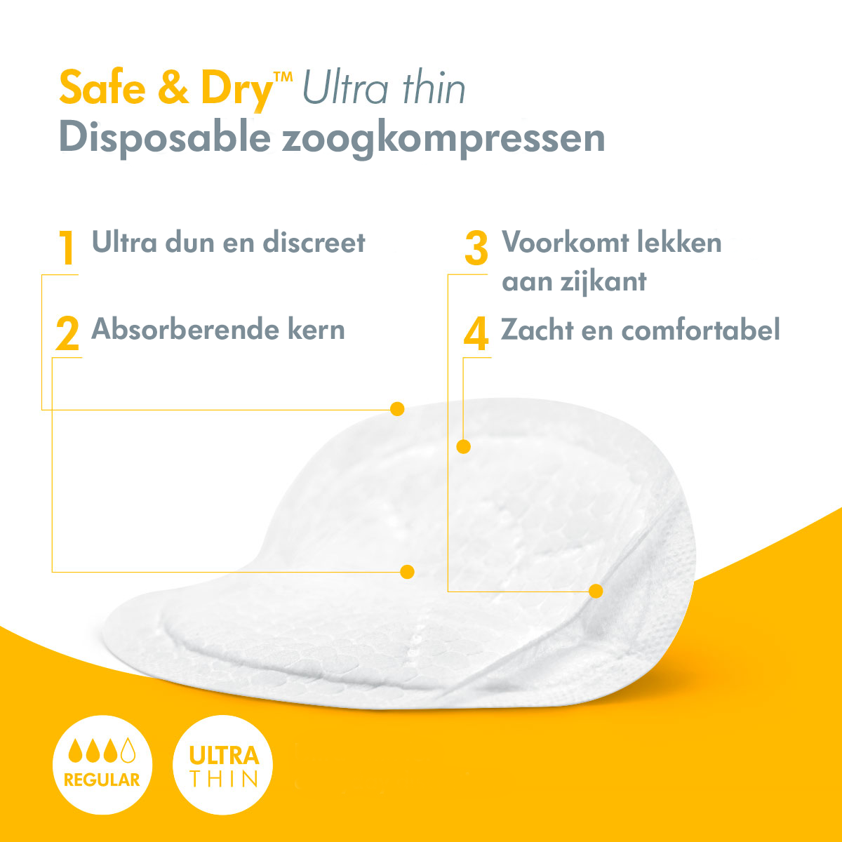 Safe & Dry™ Ultra Thin Wegwerp Zoogkompressen Medela