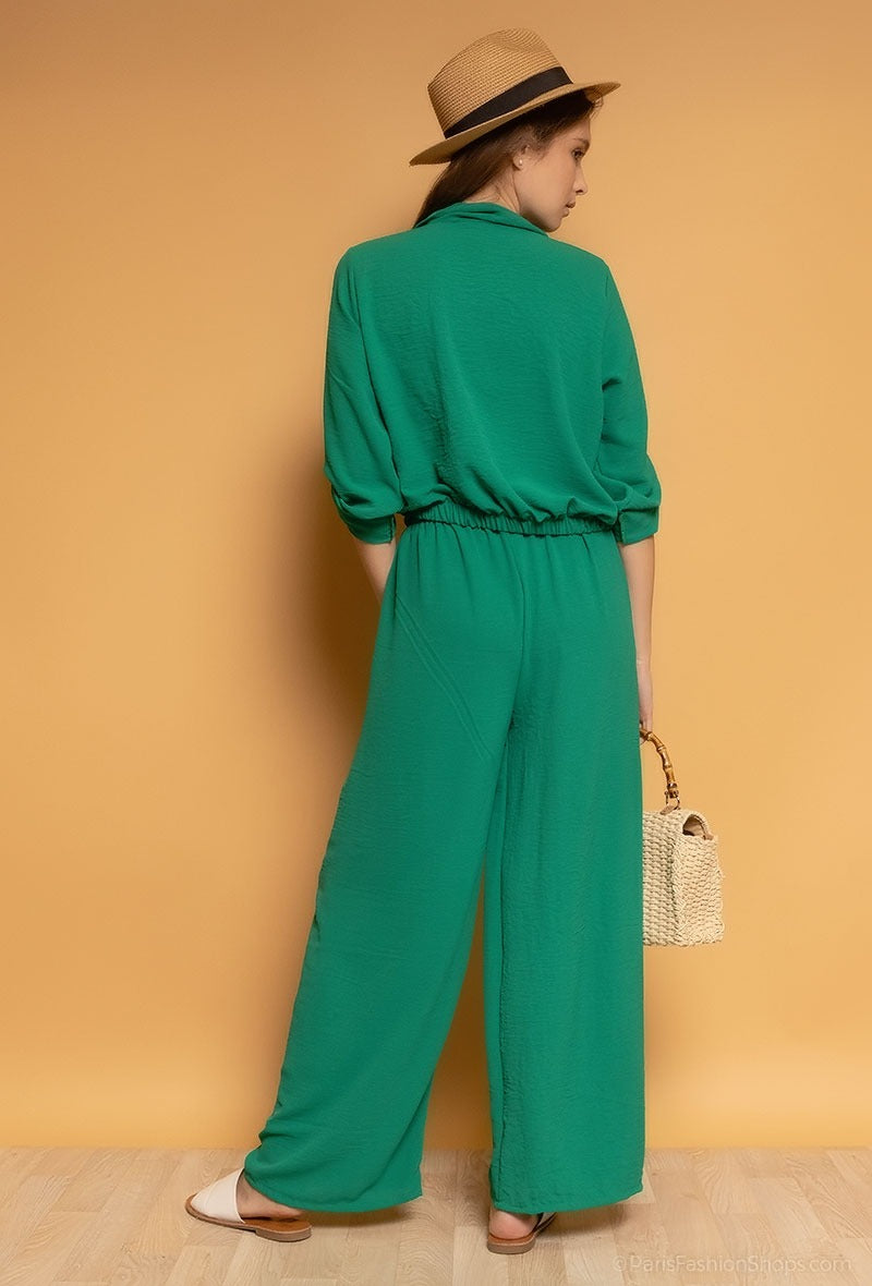 Tweedelige set (blouse + broek) (verkrijgbaar in meerdere kleuren)
