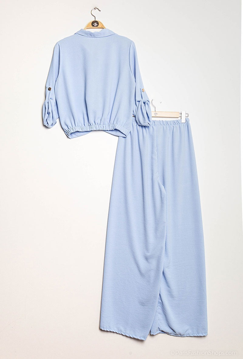 Tweedelige set (blouse + broek) (verkrijgbaar in meerdere kleuren)