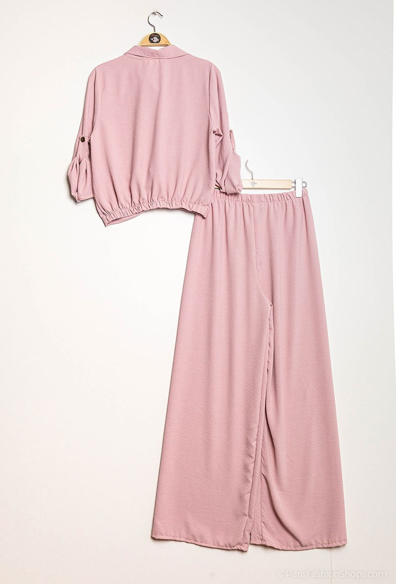 Tweedelige set (blouse + broek) (verkrijgbaar in meerdere kleuren)