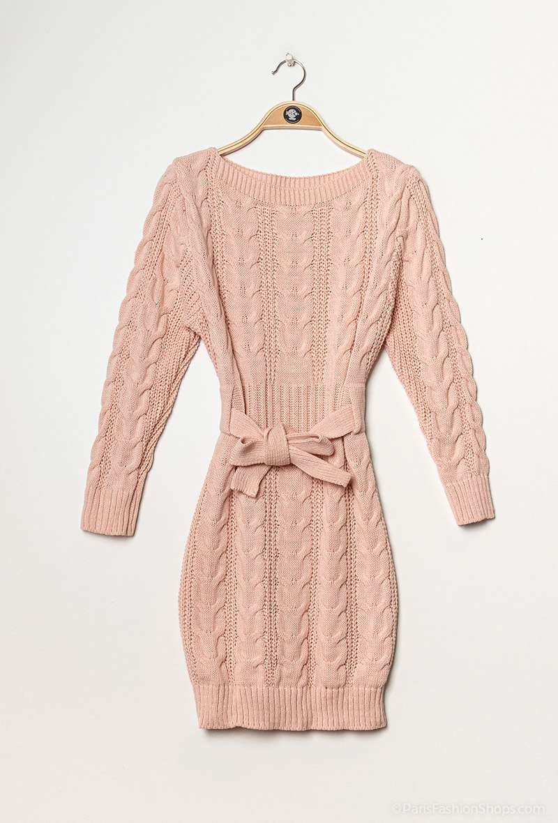 Gebreide Jurk Désirée met riem (verkrijgbaar in meerdere kleuren)