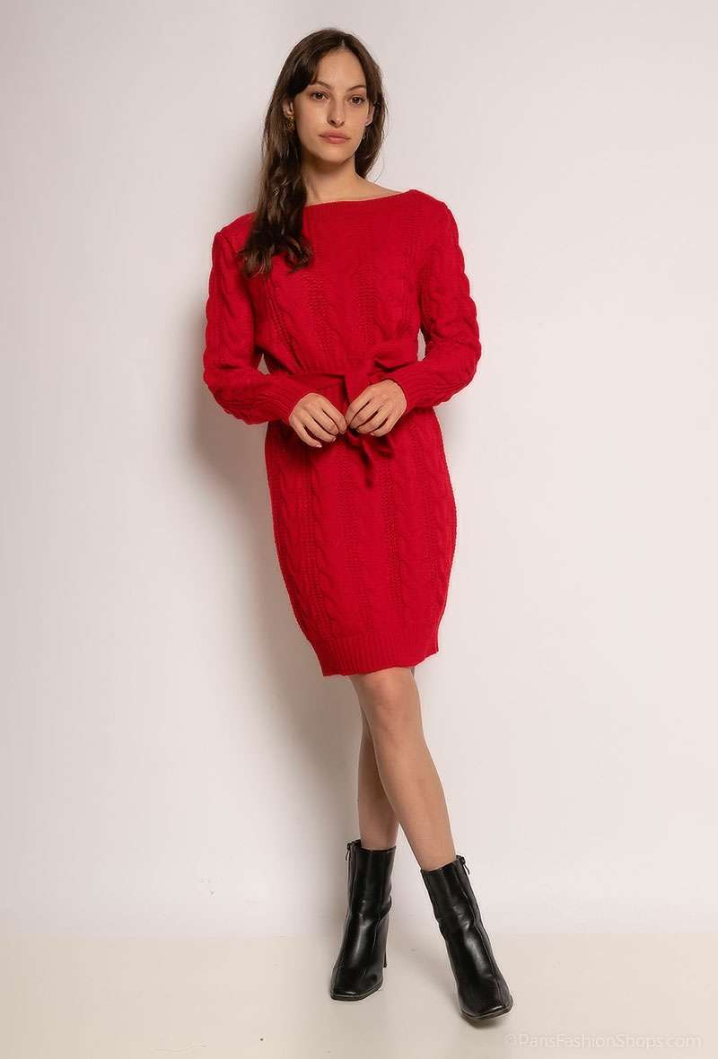 Gebreide Jurk Désirée met riem (verkrijgbaar in meerdere kleuren)