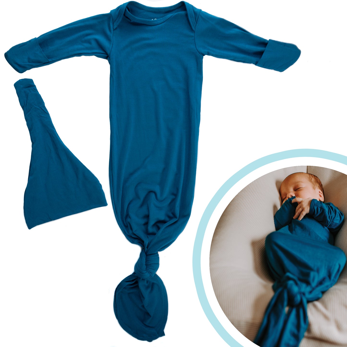 Bevallingsjurk 'Blauw' met newbornset