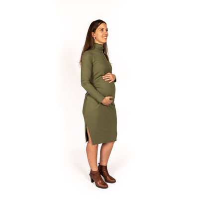 Zwangerschapsjurk Alizé met col en lange mouwen (verkrijgbaar in meerdere kleuren)