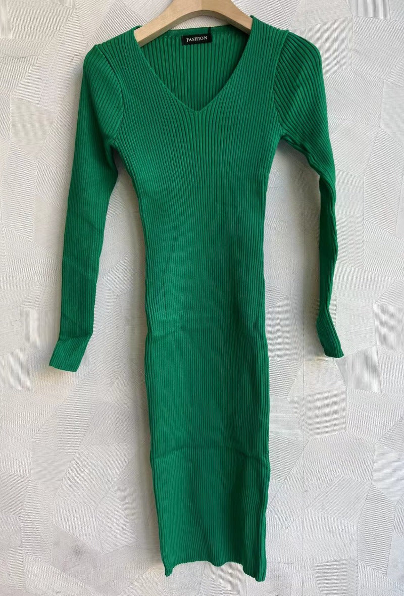 Gebreide jurk Berniss met lange mouwen (verkrijgbaar in meerdere kleuren)