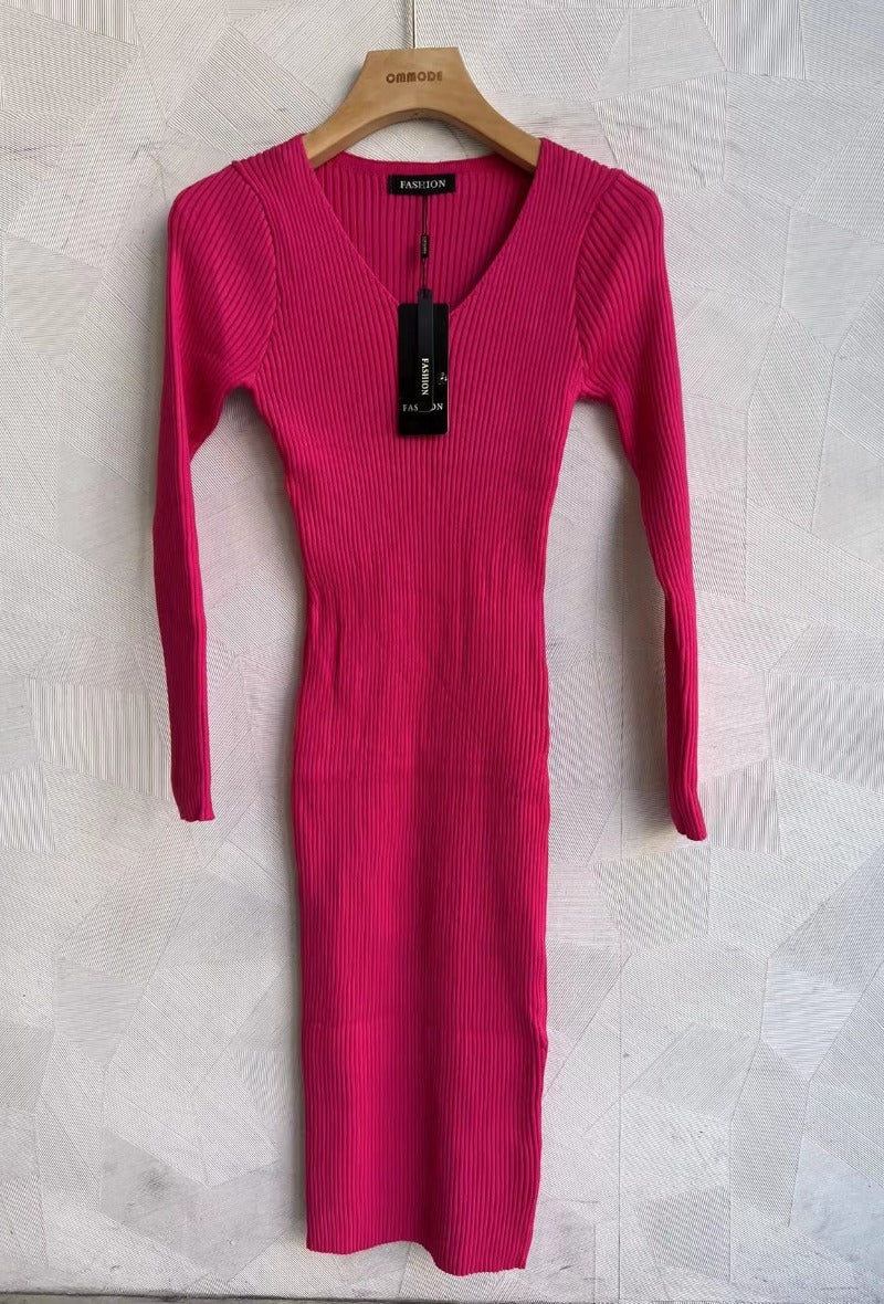 Gebreide jurk Berniss met lange mouwen (verkrijgbaar in meerdere kleuren)