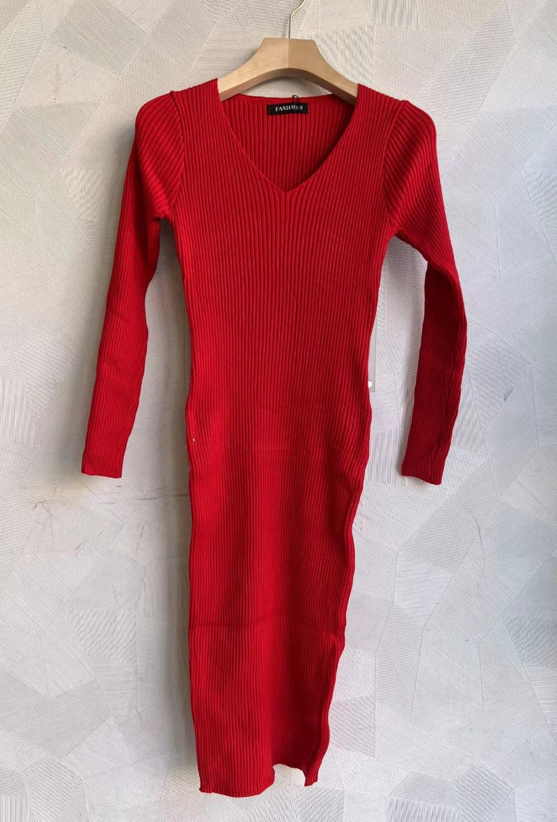 Gebreide jurk Berniss met lange mouwen (verkrijgbaar in meerdere kleuren)