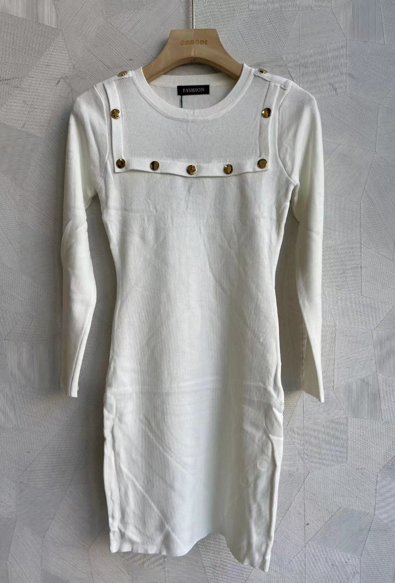 Jurk Blanche met knopen (verkrijgbaar in meerdere kleuren)
