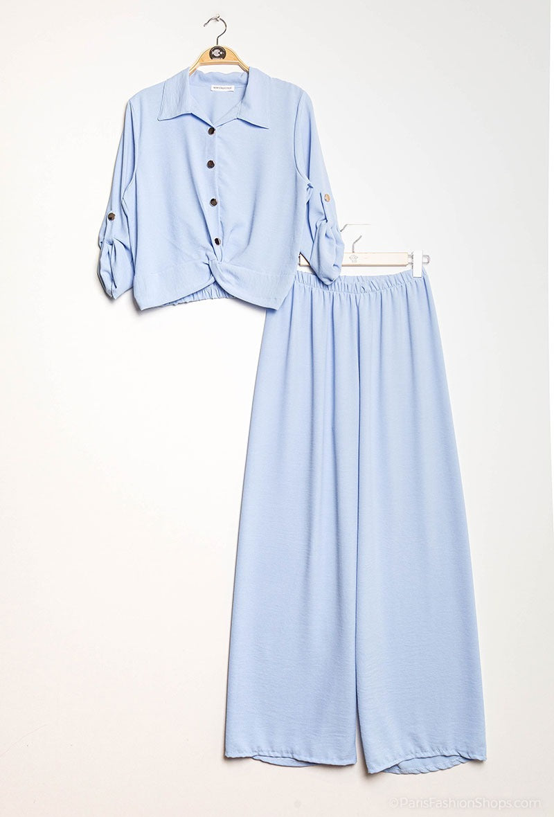 Tweedelige set (blouse + broek) (verkrijgbaar in meerdere kleuren)