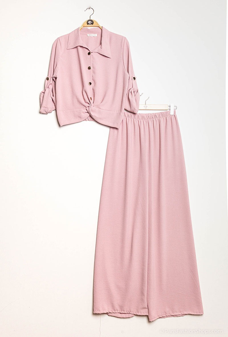 Tweedelige set (blouse + broek) (verkrijgbaar in meerdere kleuren)