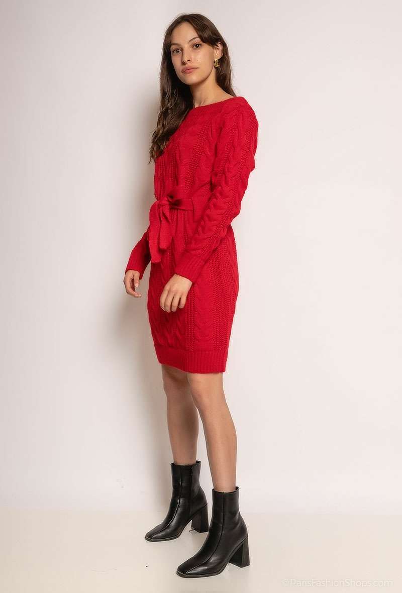 Gebreide Jurk Désirée met riem (verkrijgbaar in meerdere kleuren)